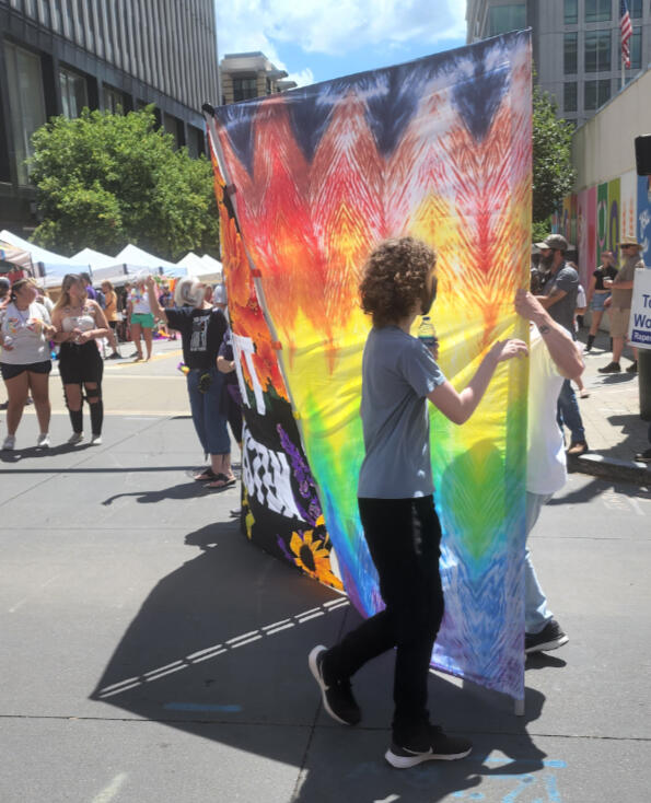 Setting up in front of the first group of protestors we passed. They kept going as if they didn't notice us, but did start talking about us "They're blocking you to censor us so we can't engage!" type stuff
